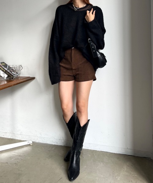 「SHAGGIE」 長袖ニット FREE ライトブルー レディース_画像3