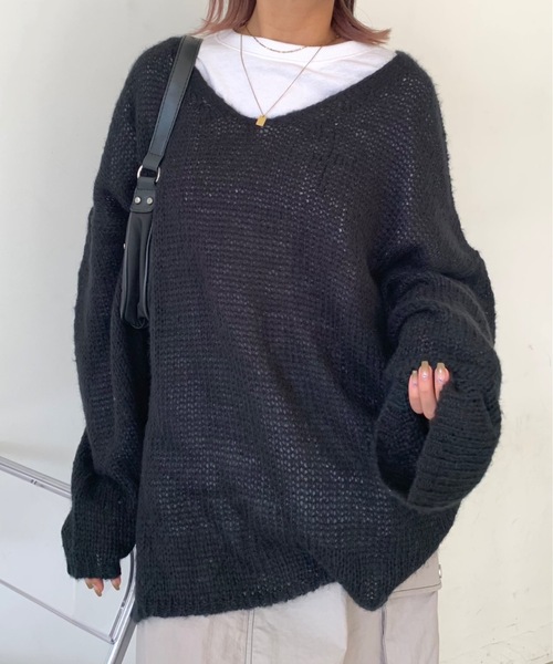 「SHAGGIE」 長袖ニット FREE ライトブルー レディース_画像5