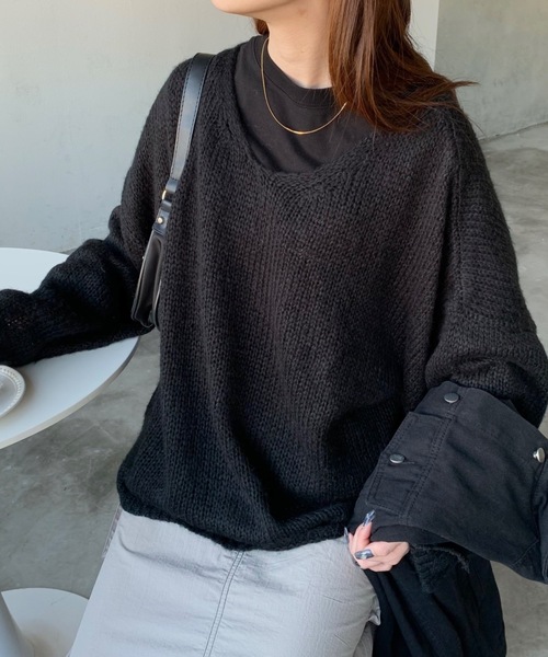 「SHAGGIE」 長袖ニット FREE ライトブルー レディース_画像9