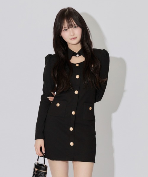 ALLuRing ChaRm ワンピース Cutout Pleated Mini Dress / カットアウト