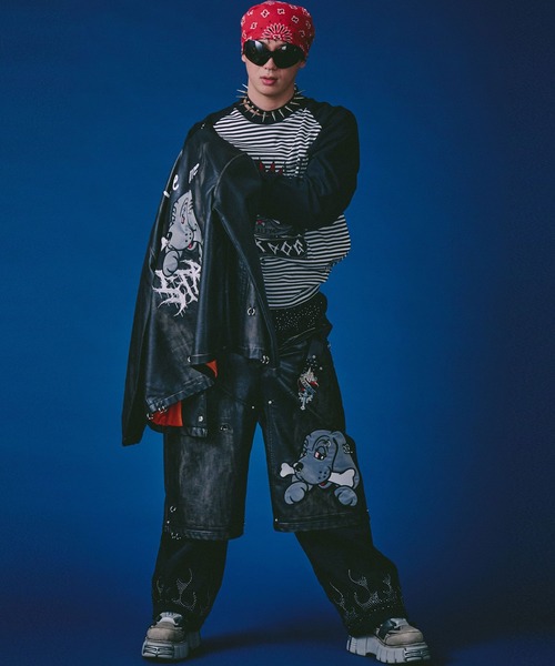 GALFY（ガルフィー） 革ジャン ライダース バチバチピアスPUコーチ