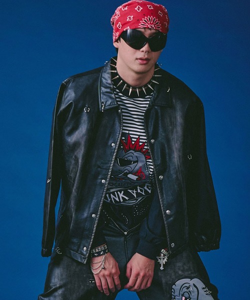 GALFY（ガルフィー） 革ジャン ライダース バチバチピアスPUコーチ