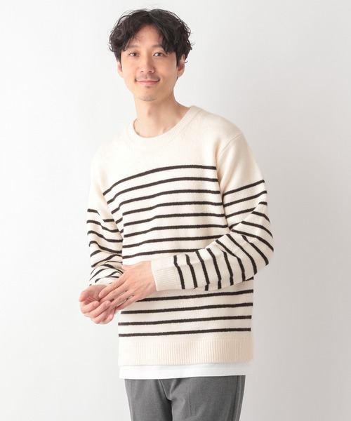 「GLOBAL WORK」 長袖ニット MEDIUM ベージュ メンズ_画像3