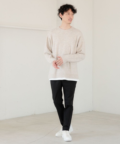 「GLOBAL WORK」 長袖ニット MEDIUM ベージュ メンズ_画像5