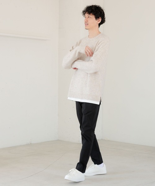 「GLOBAL WORK」 長袖ニット MEDIUM ベージュ メンズ_画像6
