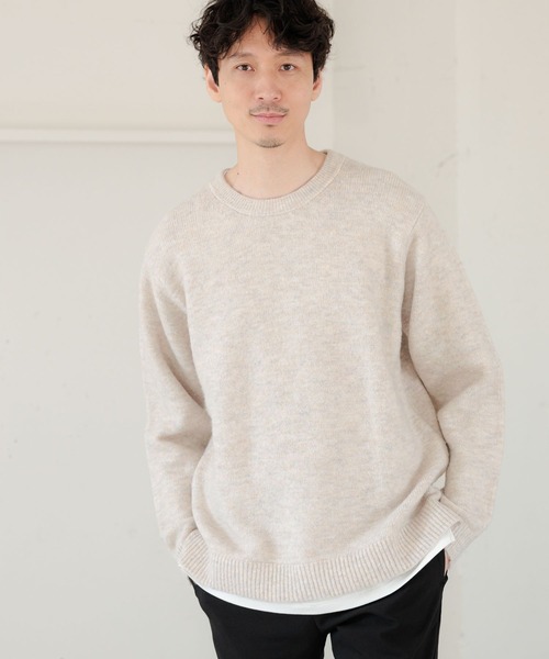「GLOBAL WORK」 長袖ニット MEDIUM ベージュ メンズ_画像7