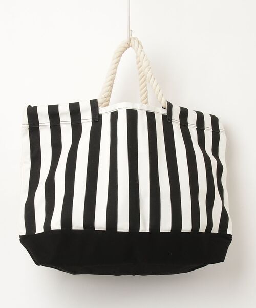「OKIRAKU」 ストライプ柄ハンドバッグ - ホワイト レディース_画像2