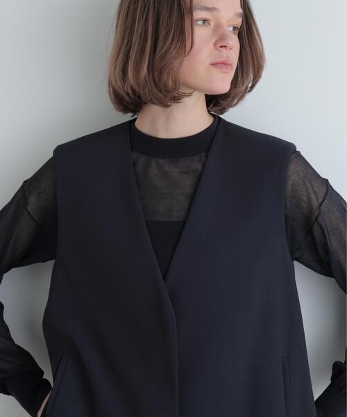 LE PHIL ルフィル 2WAY ツイル ノーカラー ジャケット ブラック LE PHIL（ル フィル） ジャケット ノーカラージャケット 2WAYツイル