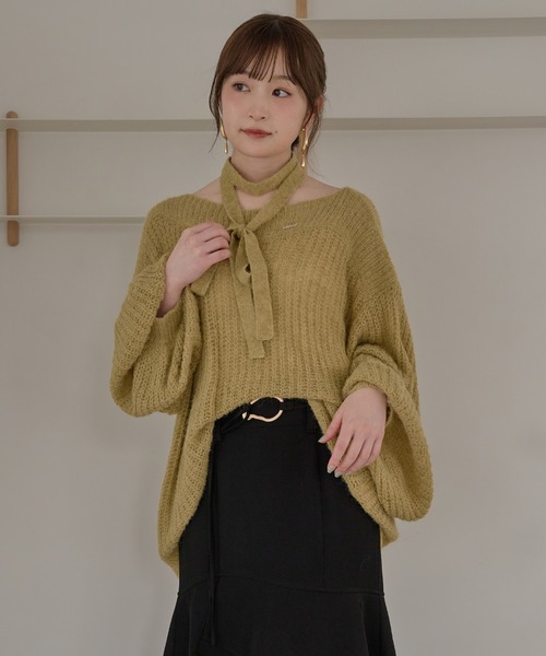 mideal ニット mideal（マイディール） ニット セーター sheer oneshoulder knit