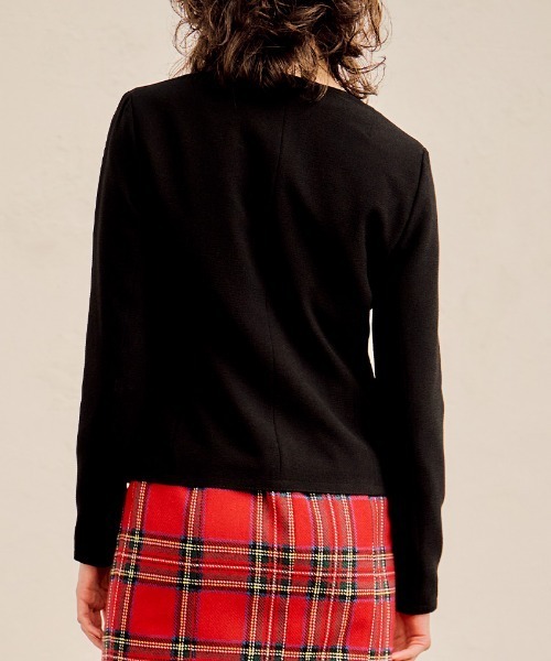 「JENNE」 ノーカラージャケット MEDIUM ネイビー レディース