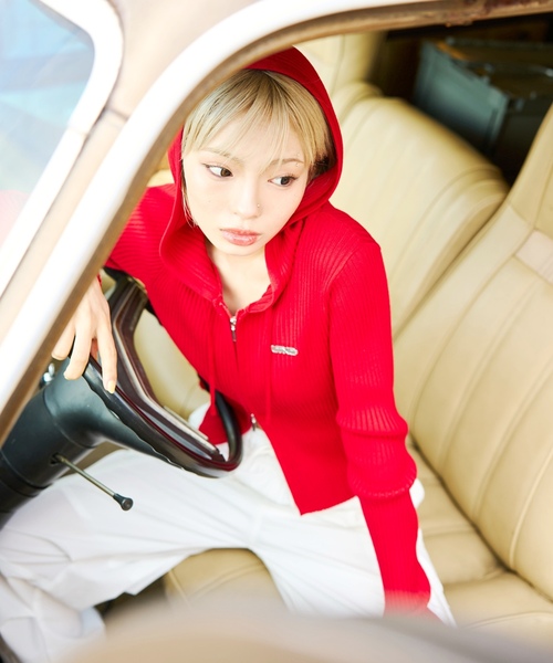 ラッキークラフト　パーカー　赤　サイズLL LOVETOXIC パーカー 「LTXC」「アラエル」リブZIPパーカー キッズ 子供
