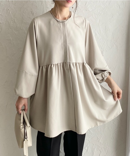 She's Closet 卒園式 卒業式 ウエストギャザー切り替え長袖ペプラム