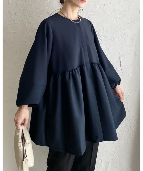 She's Closet 卒園式 卒業式 ウエストギャザー切り替え長袖ペプラム