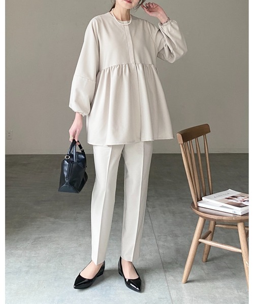 She's Closet 卒園式 卒業式 ウエストギャザー切り替え長袖ペプラム