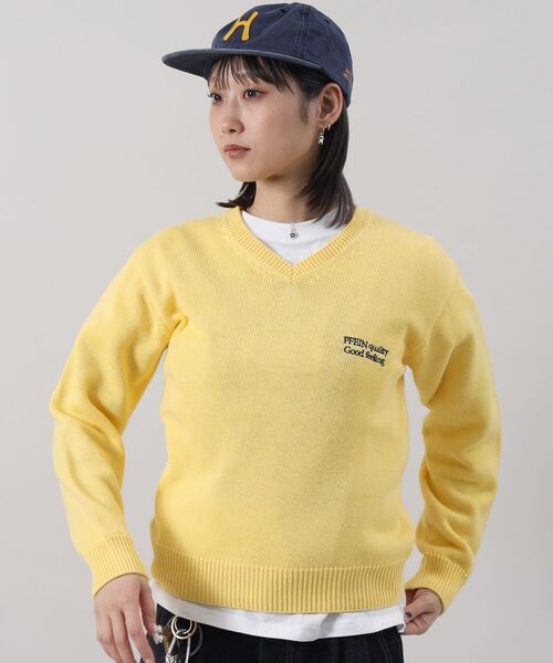 ffein セーター ニット 「FFEIN（フェイン）」ワンポイントロゴVネック