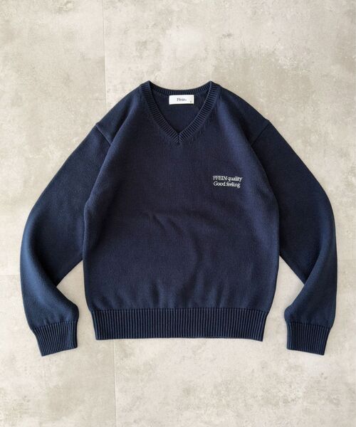 ffein セーター ニット 「FFEIN（フェイン）」ワンポイントロゴVネック
