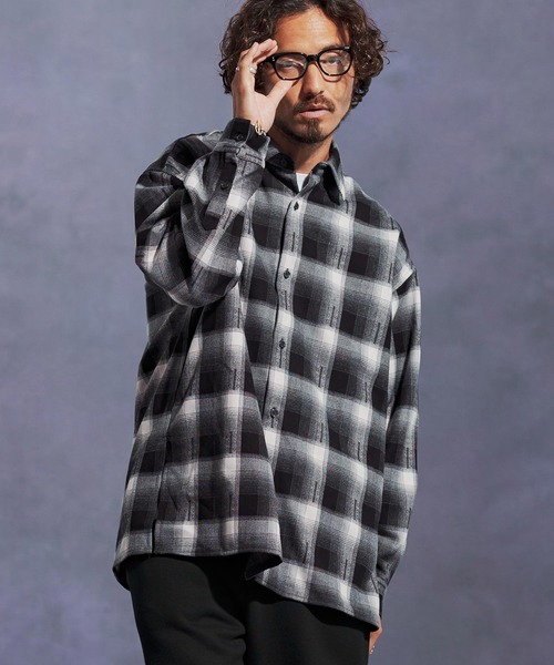 「Jih Nunc」 長袖ネルシャツ M レッド メンズ_画像2