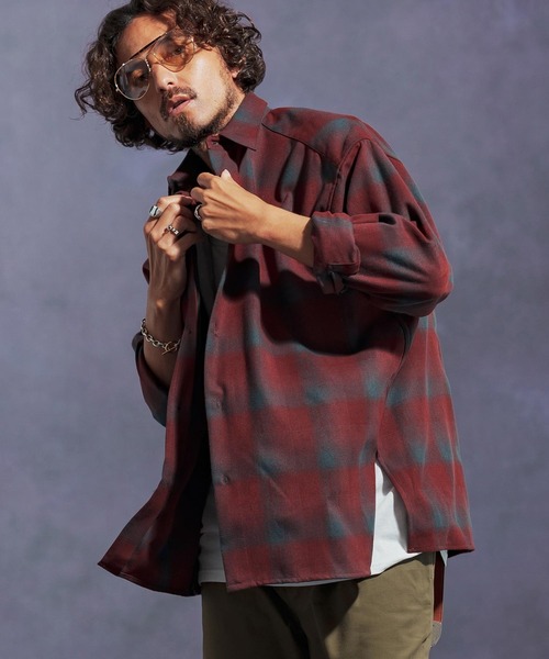 「Jih Nunc」 長袖ネルシャツ M レッド メンズ_画像9