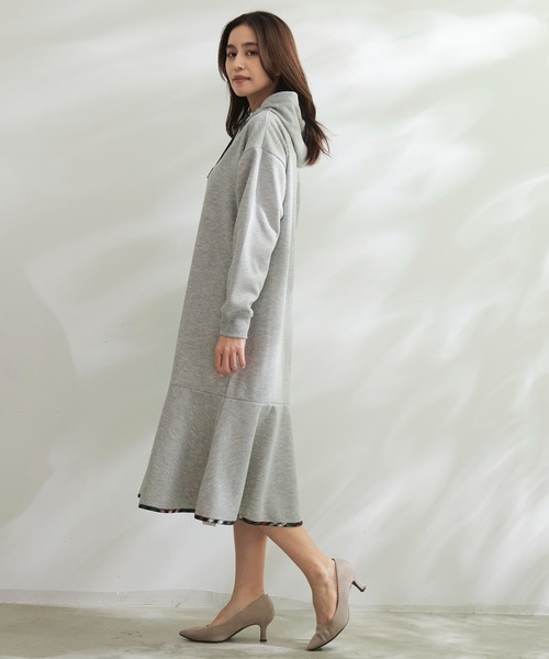 「Arnold Palmer」 長袖ワンピース L 杢グレー レディース_画像9