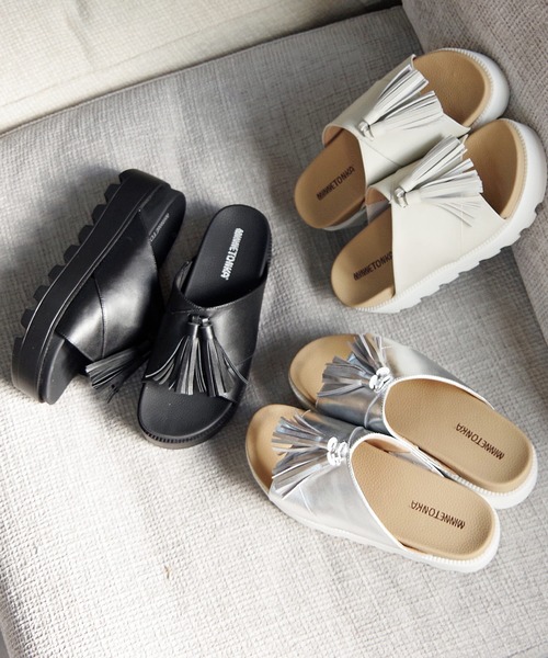 「Minnetonka」 ヒールサンダル 9 シルバー レディース_画像2