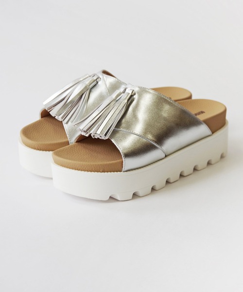 「Minnetonka」 ヒールサンダル 9 シルバー レディース_画像4
