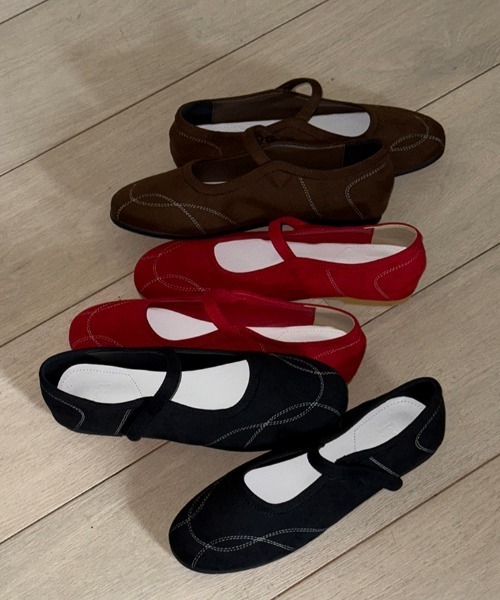 「hiamu」 フラットパンプス 24.5cm レッド レディース_画像2