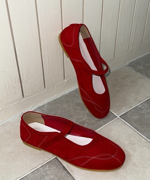 「hiamu」 フラットパンプス 24.5cm レッド レディース_画像7