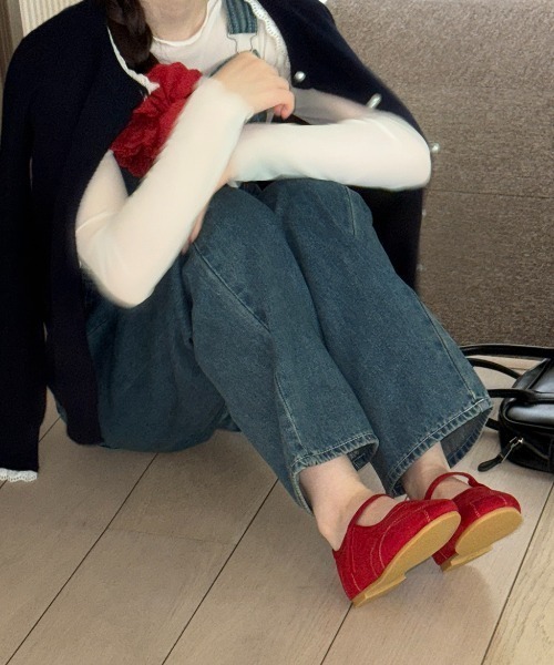 「hiamu」 フラットパンプス 24.5cm レッド レディース_画像8