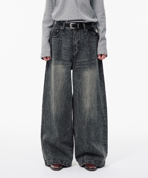 パンツ CAMPHORWOOD WIDE BAGGY JEANS Camphor wood ジーンズ CRACKED CHEMICAL-WASHED WIDE BAGGY JEANS