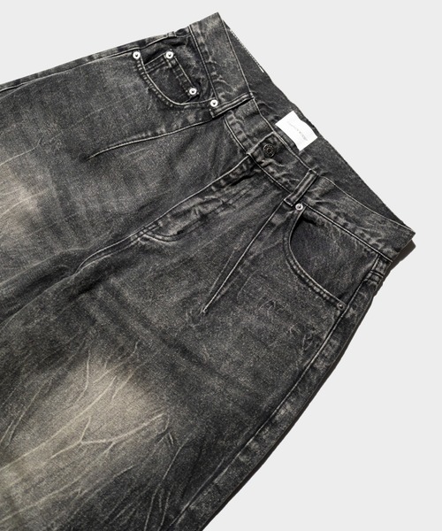 CAMPHOR WOOD ワイドパンツ ジーンズ CRACKED CHEMICAL-WASHED WIDE