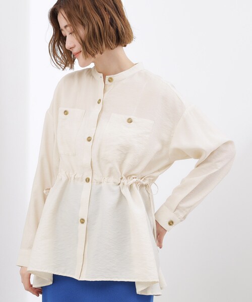 【オフホワイト（15）】【洗える】サファリ シアーブラウス ROPE'｜【洗える】サファリ シアーブラウス | Rakuten Fashion(楽天