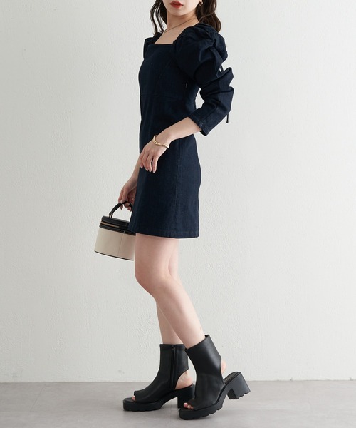 「Chico」 長袖ワンピース FREE ネイビー レディース_画像3