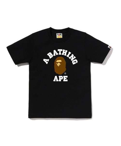 A BATHING APE Tシャツ ブラック レディース XS A BATHING APE（アベイシングエイプ） tシャツ 半袖 COLLEGE TEE