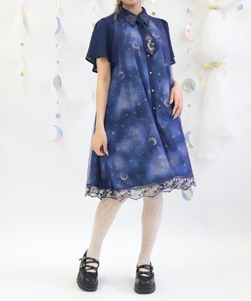 星柄 半袖 ミニドレス axes femme（アクシーズ ファム） ワンピース 半袖 ルミナスムーン柄