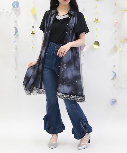 axes femme（アクシーズ ファム） ワンピース 半袖 ルミナスムーン柄