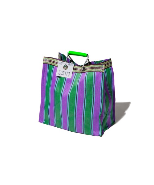 PUEBCO かごバッグ PUEBCO トートバッグ RECYCLED PLASTIC STRIPE BAG Square