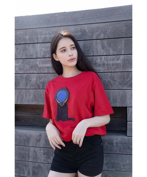 tシャツ 「KOBMAST IVAROV 」Tシャツ - 仮面アーサー (レッド) レディース メンズ KOBMAST IVAROV tシャツ 「KOBMAST 」Tシャツ - 仮面アーサー
