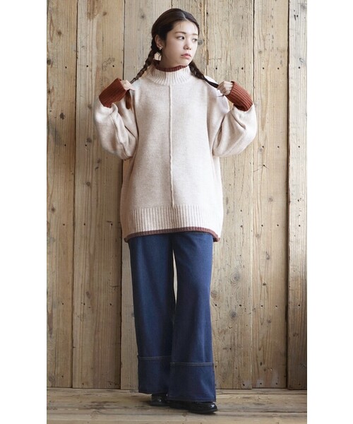 e-zakkamania stores ニット セーター バイカラー ハイネックニット