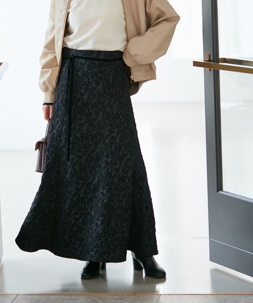 VIS スカート 「洗える」ジャガードナローフレアスカート : ZOZOTOWN