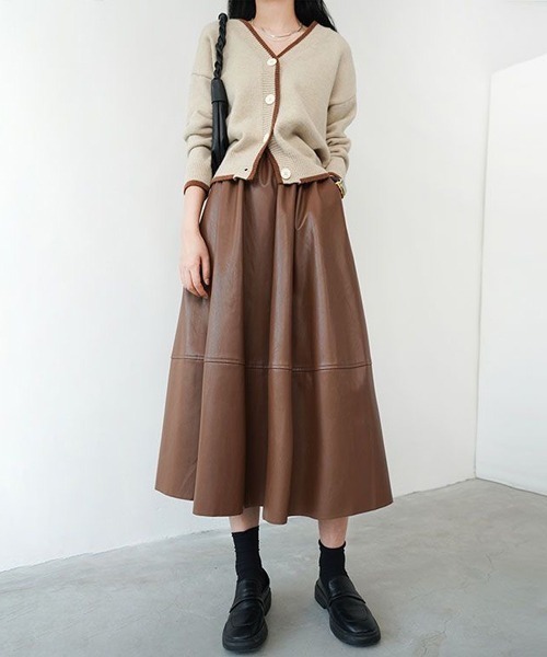 gossip!ロサンゼルス スカート 合成皮革 ハーフフレアスカート