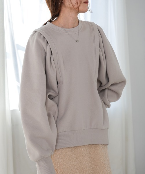 【devadurga】裏起毛　スウェット【美品】 BAB トレーナー スウェット 袖ギャザー裏起毛スウェット