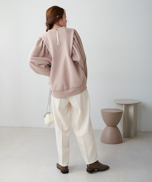 【devadurga】裏起毛　スウェット【美品】 BAB トレーナー スウェット 袖ギャザー裏起毛スウェット