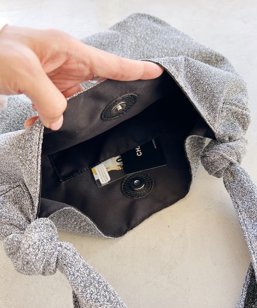 トートバッグ 「A4サイズ収納可」2WAYノットハンドルラメトートバッグ