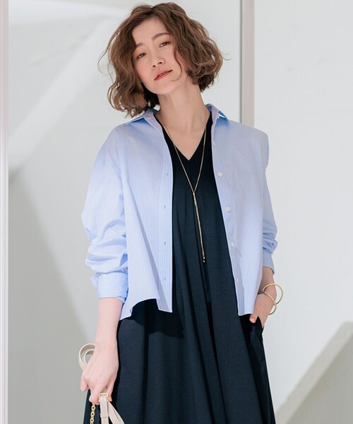 ブラウス シャツ 「Oggi4月号掲載/洗える」CANCLINI クロップド シャツ レディース