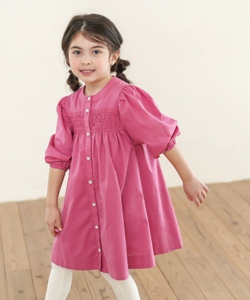 n.o.u.s ワンピース ギャザーシャツワンピース キッズ 子供服 女の子 