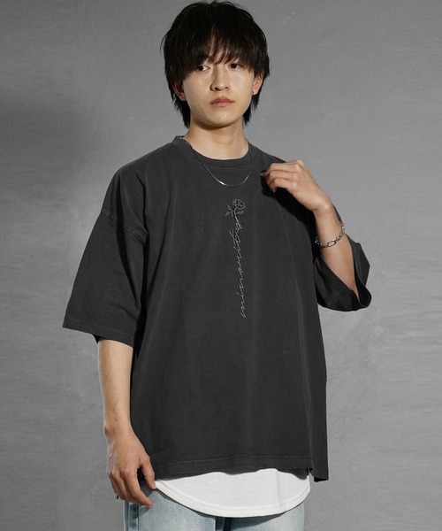 【MOZMOZ】グラフィックピグメントオーバーフィット半袖Tシャツ MOZMOZ】グラフィックピグメントオーバーフィット半袖Tシャツ