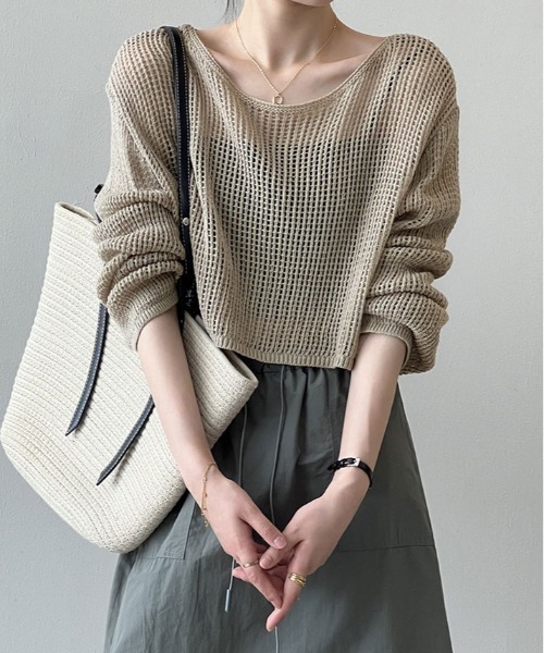 ニット セーター ショート丈 クロシェ編み レディース : ZOZOTOWN