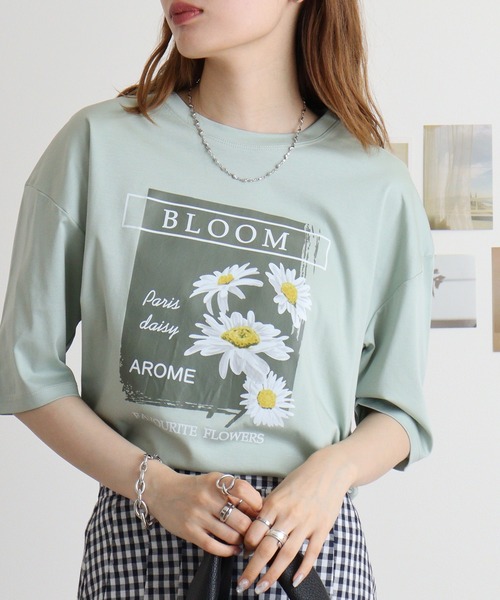 tシャツ BRODIAEA フラワープリント　スムースTシャツ レディース セール】BRODIAEA フラワープリント スムースTシャツ（Tシャツ