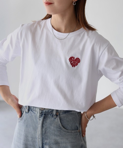 Riberry（リベリー） tシャツ Tシャツ ハートロゴラメ刺繍コンパクト