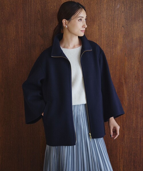 コート アウター ウールリバー スタンドカラーコート レディース